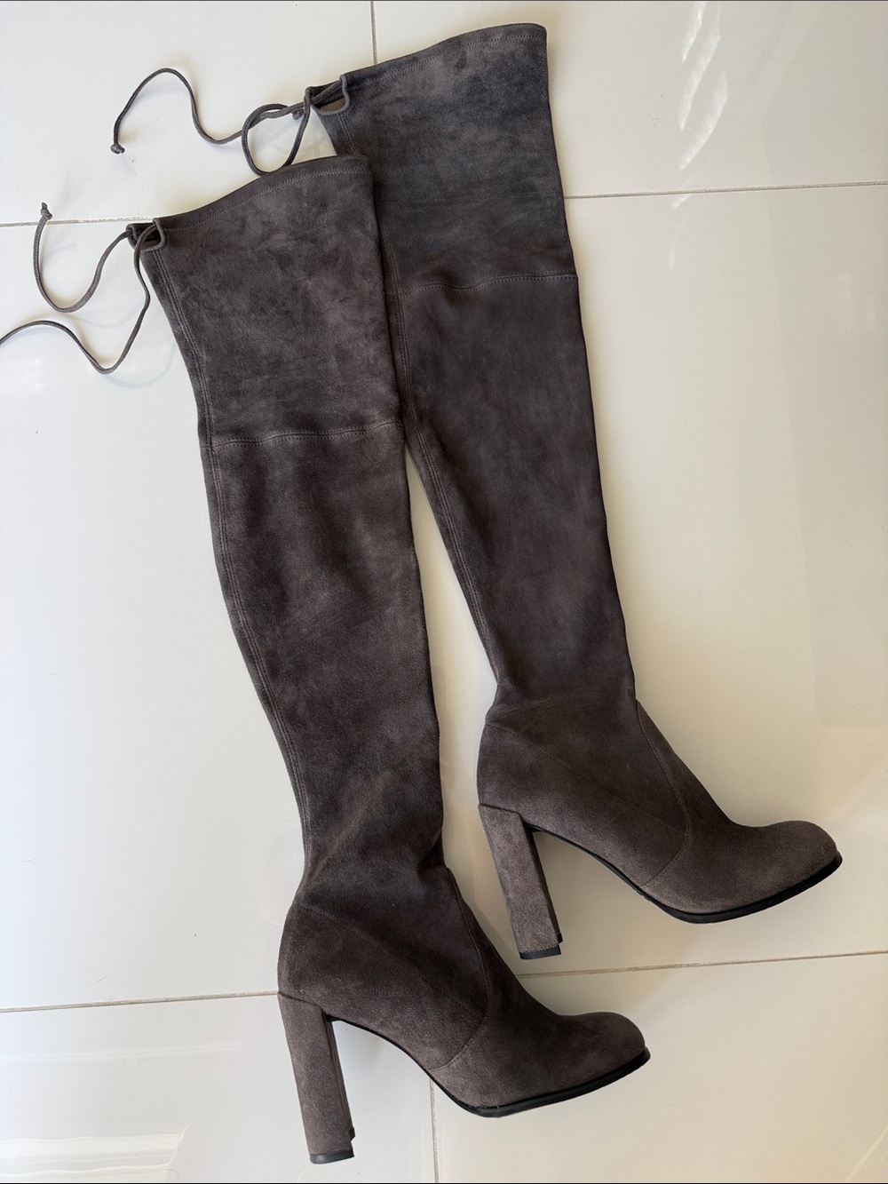 Stuart Weitzman Hiline Londra Suede Grey Suede Over-the-Knee Boots Sz 8
